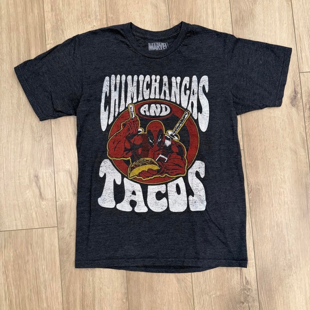 Marvel Deadpool Chimichangas and Tacos black cotton t-shirt Size M